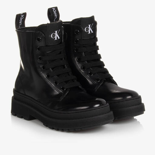 Calvin Klein-Teen Girls Black Faux Leather Boots | Childrensalon Outlet
