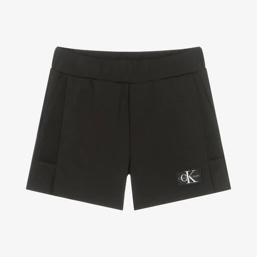 Calvin Klein Jeans-شورت تينز بناتي قطن جيرسي لون أسود | Childrensalon Outlet