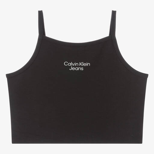 Calvin Klein Jeans-Teen Girls Black Logo Crop Top | Childrensalon Outlet