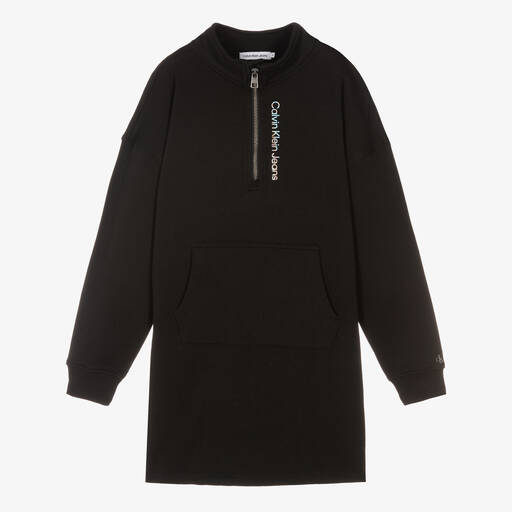Calvin Klein Jeans-Teen Girls Black Logo Zip-Up Dress | Childrensalon Outlet