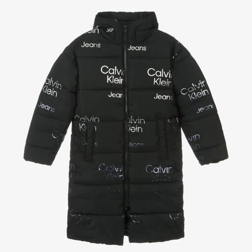 Calvin Klein Jeans-معطف بافر تينز بناتي لون أسود | Childrensalon Outlet