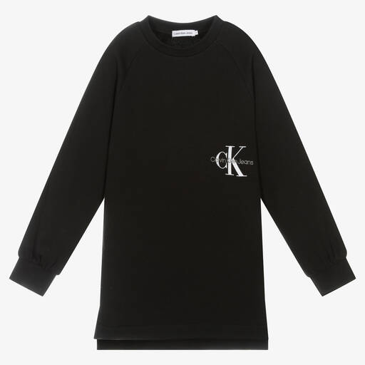 Calvin Klein Jeans-Teen Girls Black Sweatshirt Dress | Childrensalon Outlet