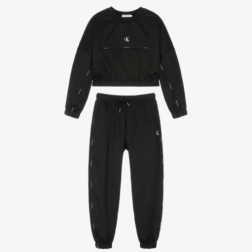 Calvin Klein-بدلة رياضية جيرسي لون أسود للمراهقات | Childrensalon Outlet