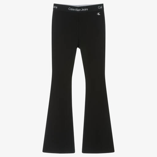 Calvin Klein-Pantalon noir évasé en viscose ado | Childrensalon Outlet