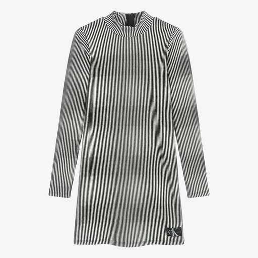 Calvin Klein-Teen Girls Black & White Ribbed Dress | Childrensalon Outlet