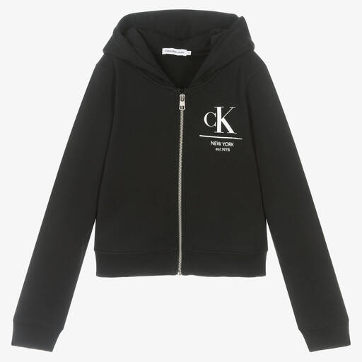 Calvin Klein Jeans-Teen Girls Black Zip-up Top | Childrensalon Outlet