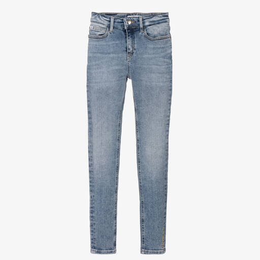 Calvin Klein Jeans-جينز سكيني تينز بناتي قطن دنيم لون أزرق | Childrensalon Outlet