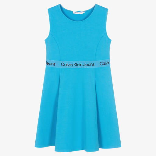 Calvin Klein Jeans-Teen Girls Blue Logo Tape Dress | Childrensalon Outlet