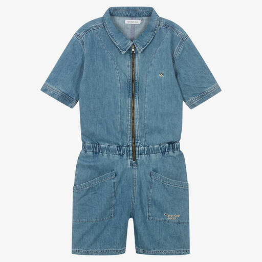 Calvin Klein Jeans-Teen Girls Denim Playsuit | Childrensalon Outlet