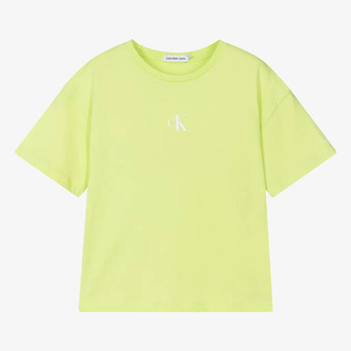 Calvin Klein-Teen Girls Green Cotton T-Shirt | Childrensalon Outlet