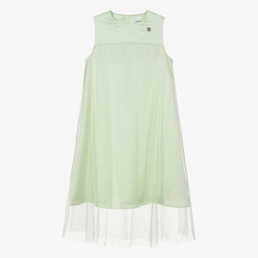 Calvin Klein-Teen Girls Green Satin & Tulle Sparkle Dress | Childrensalon Outlet