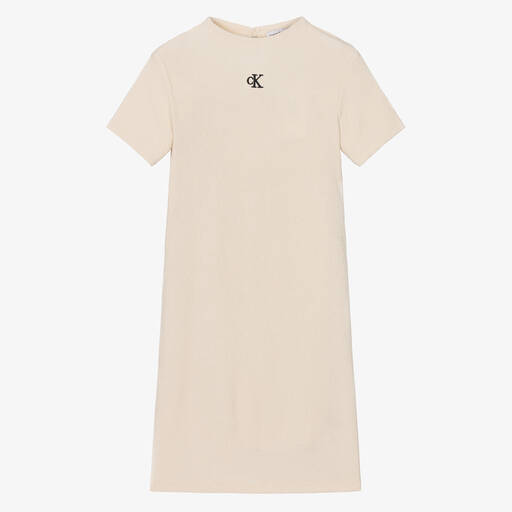 Calvin Klein-Кремовое платье из джерси для девочек-подростков | Childrensalon Outlet