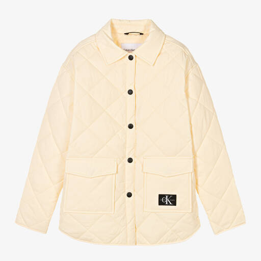 Calvin Klein-Teen Girls Ivory Quilted Jacket | Childrensalon Outlet