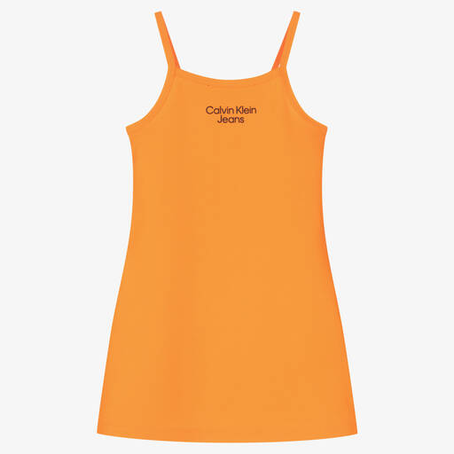 Calvin Klein Jeans-Teen Girls Orange Logo Jersey Dress | Childrensalon Outlet