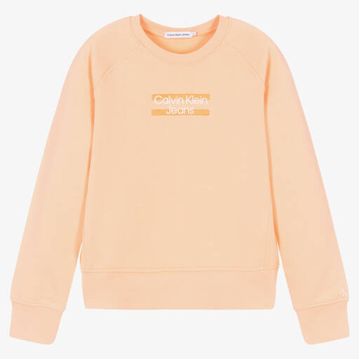 Calvin Klein Jeans-Teen Girls Orange Logo Sweatshirt | Childrensalon Outlet