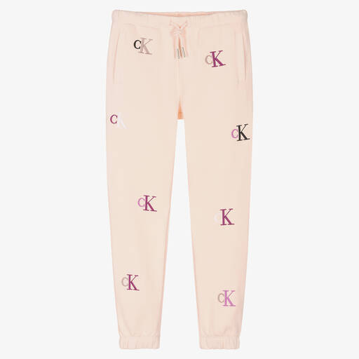 Calvin Klein Jeans-Teen Girls Pale Pink Cotton Logo Joggers | Childrensalon Outlet