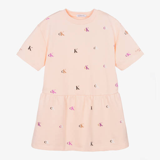 Calvin Klein Jeans-Teen Girls Pink Monogram Logo Dress | Childrensalon Outlet
