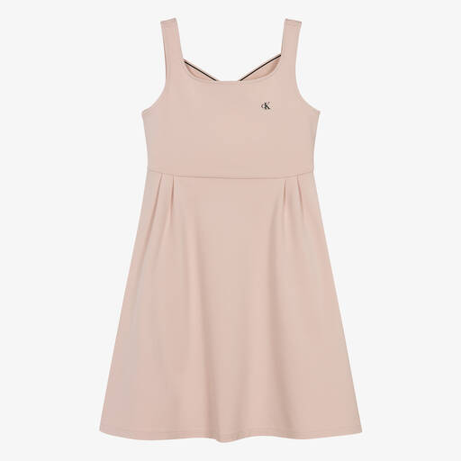 Calvin Klein-فستان بطبعة مونوغرام فيسكوز جيرسي لون زهري | Childrensalon Outlet