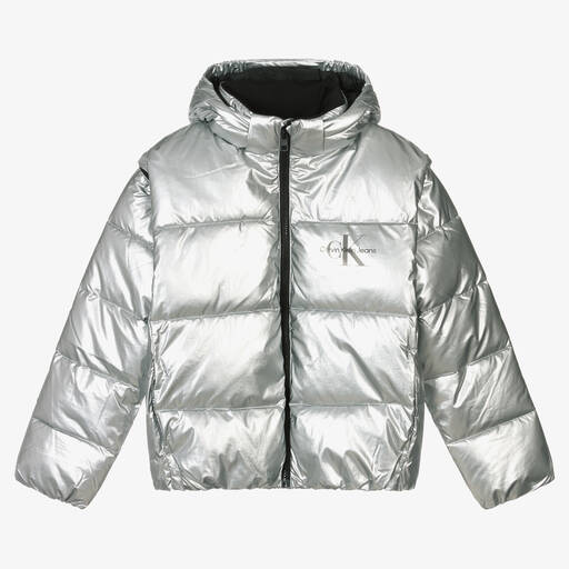 Calvin Klein Jeans-Silberne Teen 2-in-1-Jacke (M) | Childrensalon Outlet