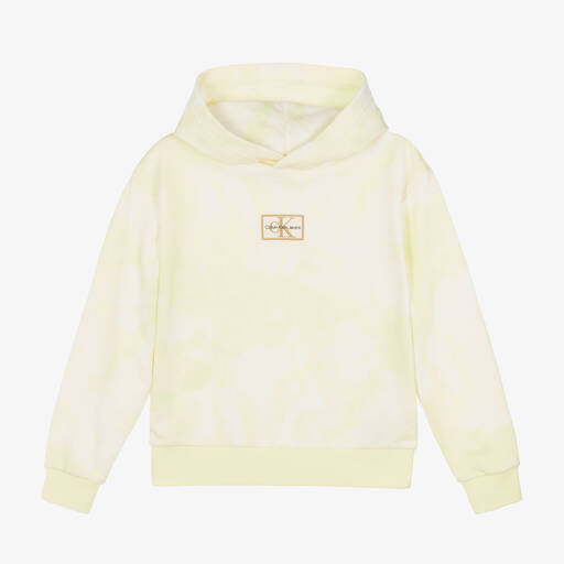 Calvin Klein Jeans-Teen Light Green Bleached Cotton Hoodie | Childrensalon Outlet