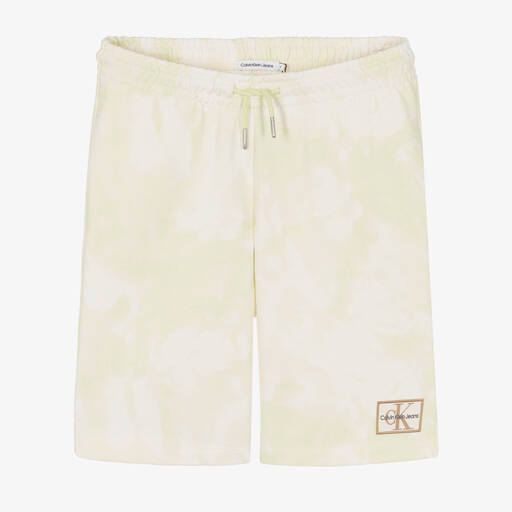 Calvin Klein Jeans-Teen Light Green Bleached Logo Shorts | Childrensalon Outlet