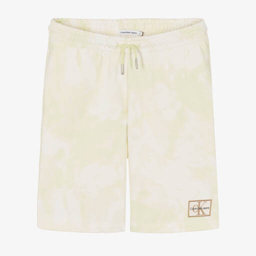 Calvin Klein Jeans-شورت تينز قطن لون أخضر فاتح | Childrensalon Outlet
