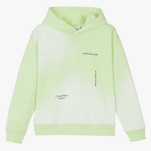 Calvin Klein-Худи цвета лайма с брызгами краски для подростков | Childrensalon Outlet