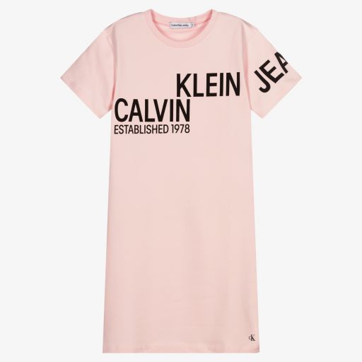 Calvin Klein Jeans-Teen Pink & White Logo Dress | Childrensalon Outlet