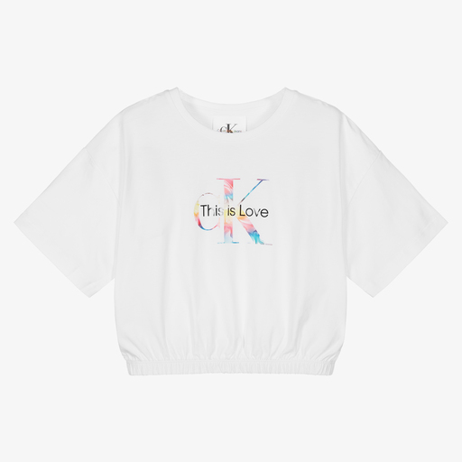 Calvin Klein Jeans-White Rainbow Logo T-Shirt | Childrensalon Outlet