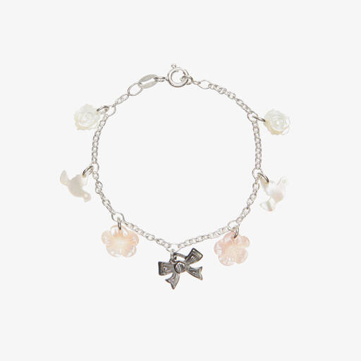 Caramel au Sucre-Pearl Charm Bracelet with Silver Chain | Childrensalon Outlet