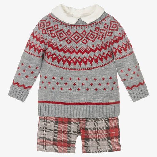 Caramelo Kids-Baby Boys Grey & Red Shorts Set | Childrensalon Outlet