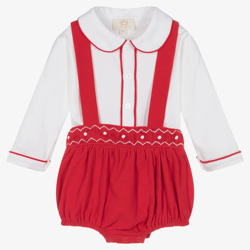 Caramelo Kids-Baby Boys Red Cotton Shorts Set | Childrensalon Outlet
