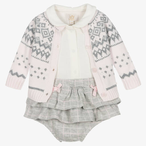 Caramelo Kids-Baby Girls Pink & Grey Shorts Set | Childrensalon Outlet