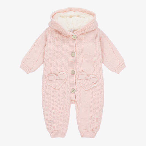 Caramelo Kids-Baby Girls Pink Knitted Pramsuit | Childrensalon Outlet