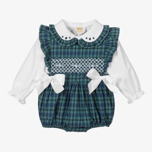 Caramelo Kids-Blue Checked Baby Shortie Set | Childrensalon Outlet