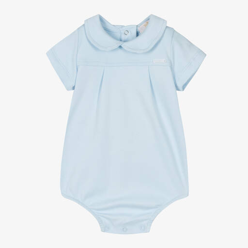 Caramelo Kids-Blue Cotton Jersey Baby Bodysuit | Childrensalon Outlet