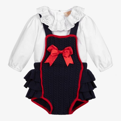 Caramelo Kids-Blaues Latzhosen-Set | Childrensalon Outlet