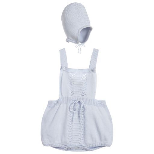 Caramelo Kids-Blue Knitted Shorts & Hat Set | Childrensalon Outlet