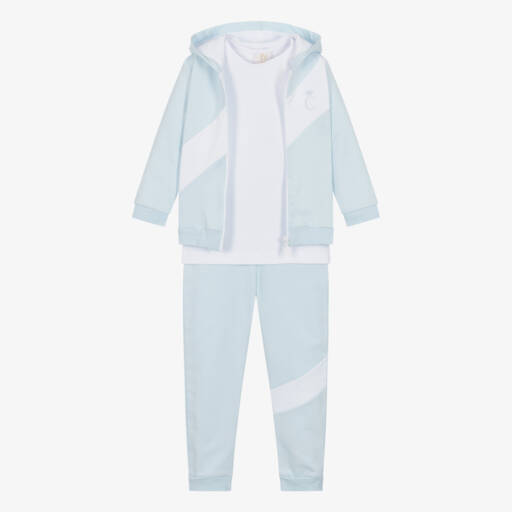 Caramelo Kids-بدلة رياضية قطن لون أزرق وأبيض للأولاد | Childrensalon Outlet