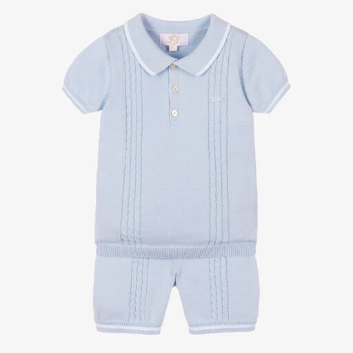 Caramelo Kids-Boys Blue Cotton Knit Shorts Set | Childrensalon Outlet