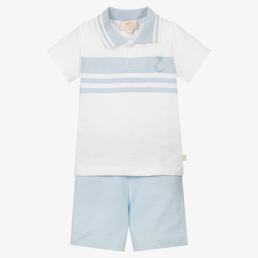 Caramelo Kids-Boys Blue Cotton Shorts Set | Childrensalon Outlet