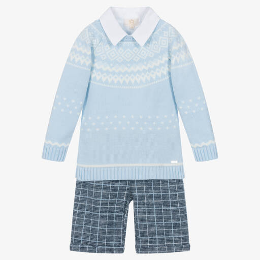 Caramelo Kids-Boys Blue Shorts Set | Childrensalon Outlet