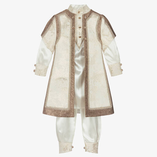 Caramelo Kids-Boys Ivory & Gold Brocade Suit | Childrensalon Outlet