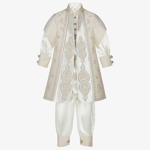 Caramelo Kids-Boys Ivory & Gold Embroidered Suit | Childrensalon Outlet