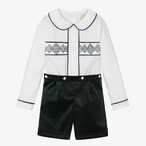 Caramelo Kids-Ensemble short ivoire et vert | Childrensalon Outlet