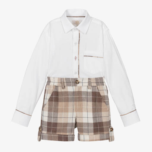 Caramelo Kids-Boys Tartan Cotton Shorts Outfit | Childrensalon Outlet