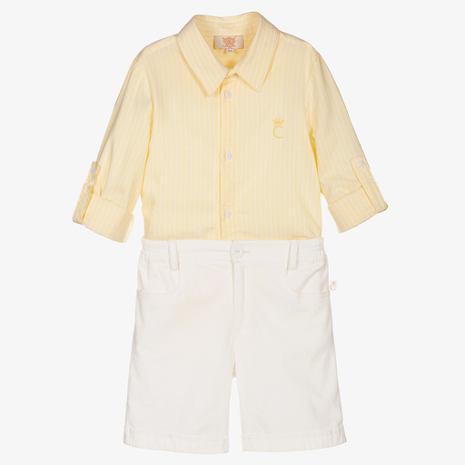 Caramelo Kids-Boys Yellow & Ivory Shorts Set | Childrensalon Outlet