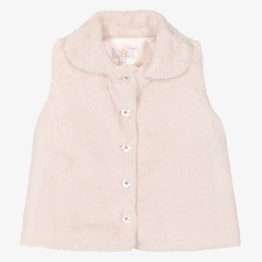 Caramelo Kids-Girls Beige Faux Fur Gilet | Childrensalon Outlet