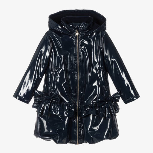 Caramelo Kids-Girls Blue Bow Raincoat  | Childrensalon Outlet