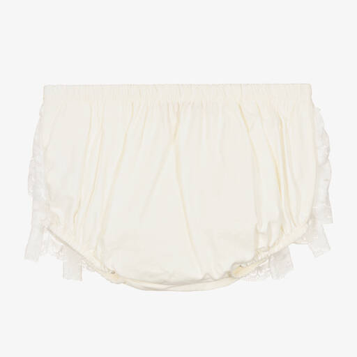 Caramelo Kids-Girls Ivory Cotton Lace Frilly Pants | Childrensalon Outlet